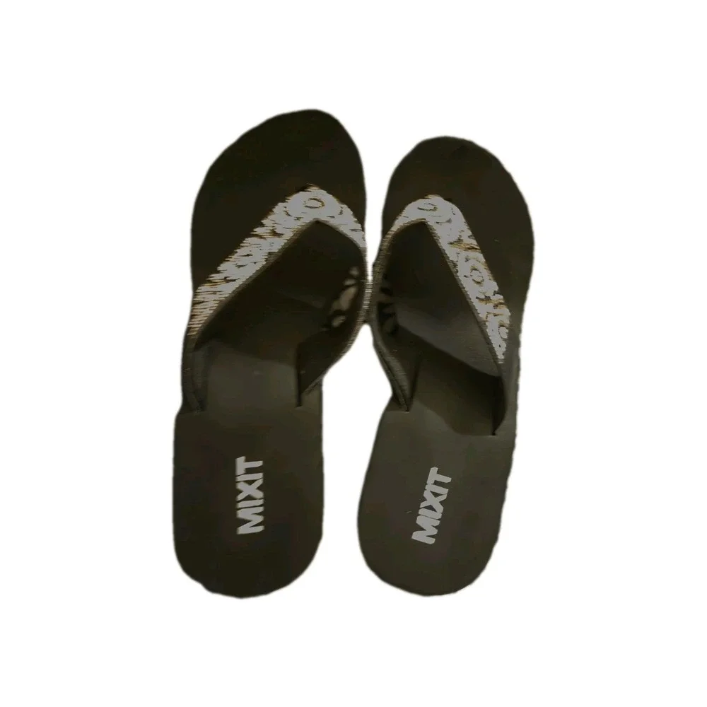 Mixit Women's‎ Size 10 Black Jeweled Platform Flip Flops Sandals Rhinestone...